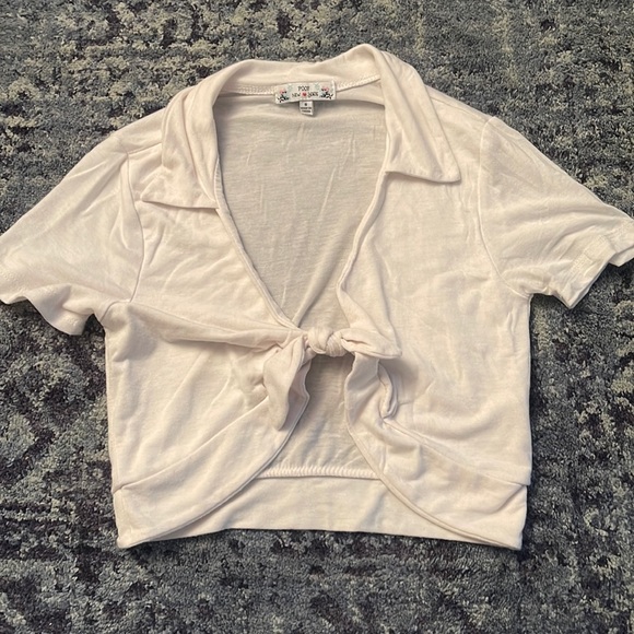 poof new york Tops - tie up white top sexy teacher style